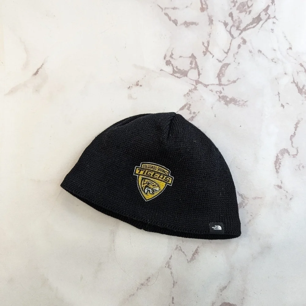 The North Face Beanie Hat Black Skull Cap Fleece Colorado Springs Tigers Hockey